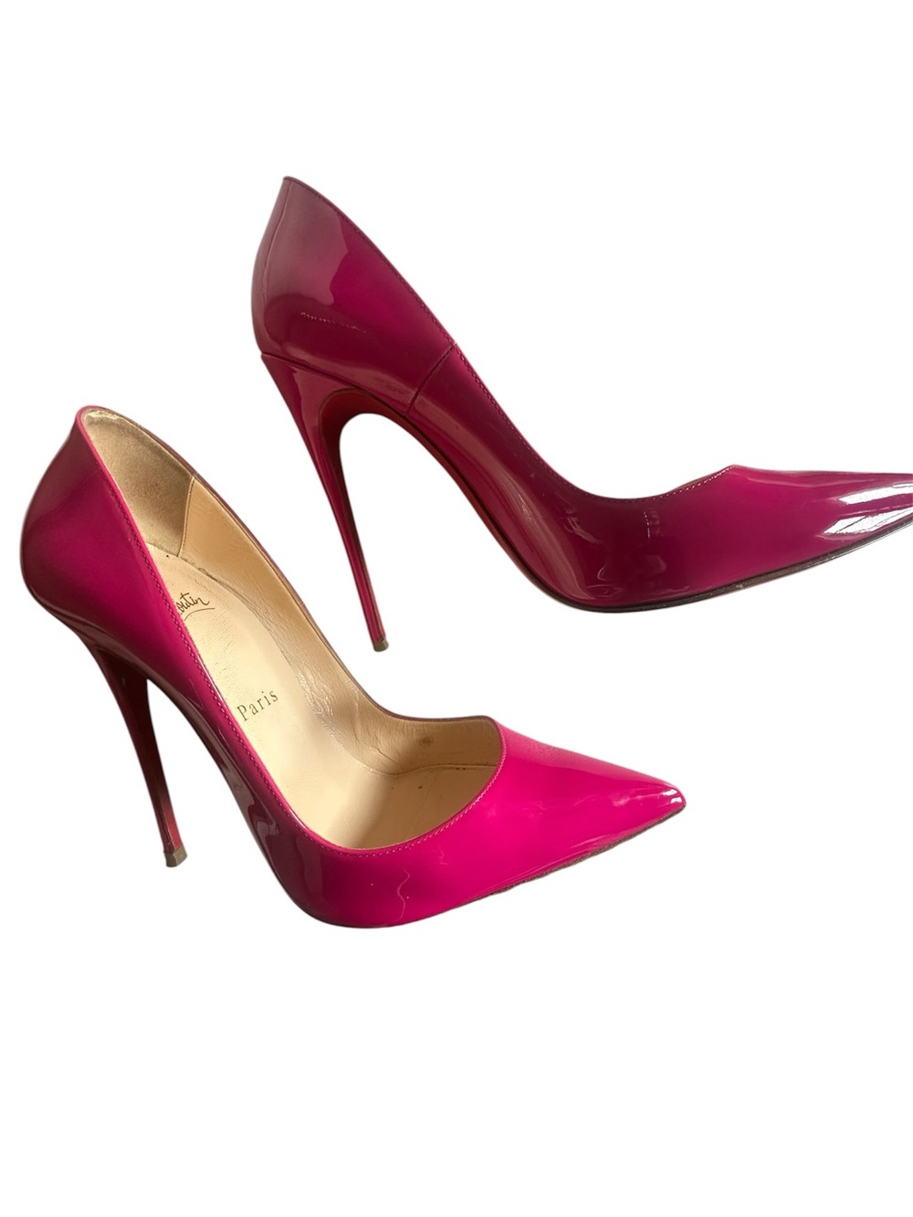 Christian Louboutin Fuchsia magenta Patent Pointed-Toe so kate sz.38 Pumps Heels - Picture 6 of 8
